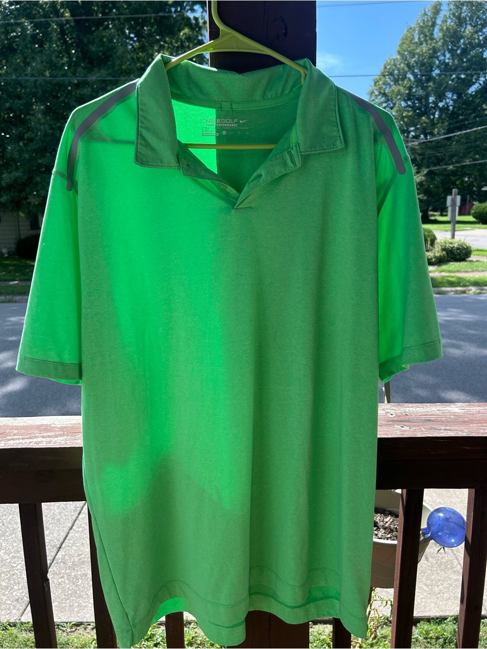 Nike Men’s Bright Green Polo with Reflective Shoulder Accents